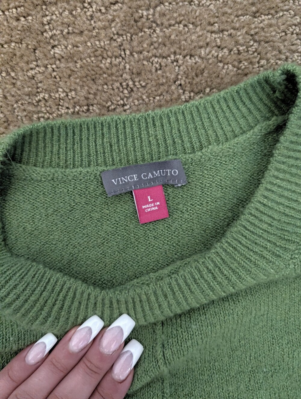 Vince Camuto Green Oversized Crewneck Sweater Size Large L Fall Knit Pullover